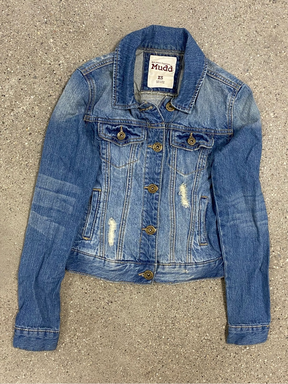 Vintage Mudd Distressed Denim Jacket size XS